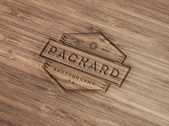 木刻效果Logo设计效果图样机素材模板 Wood Engraved Logo Mockup with Photoshop