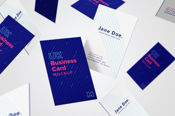 UK标准尺寸高端企业名片设计样机素材模板05 UK Business Card Mockup 05