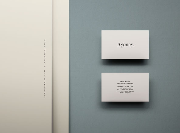 极简主义风格企业名片设计效果图样机素材 Branding Scene Mockup