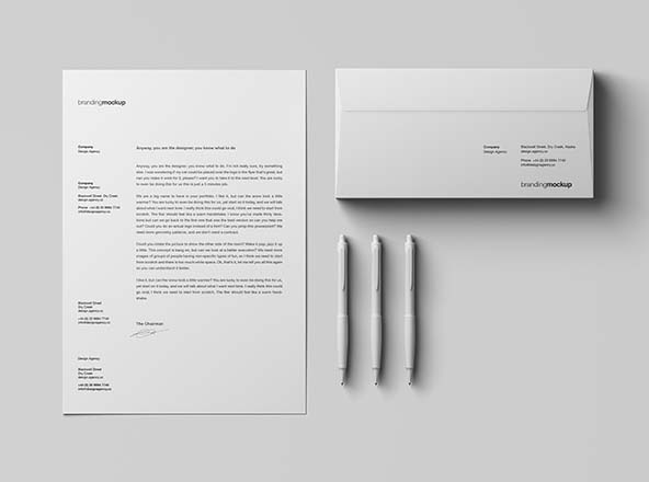 信纸信头/信封设计品牌VI样机素材 Letterhead / Envelope Branding Mockup