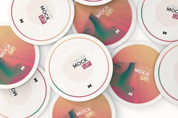 圆形纸杯垫品牌标识展示样机素材01 Round Coaster Mockup 01