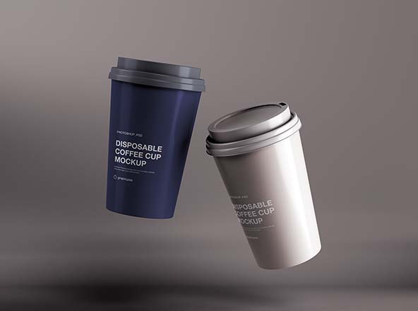 一次性咖啡杯外观设计PSD样机素材模板 Disposable Coffee Cup Mockup