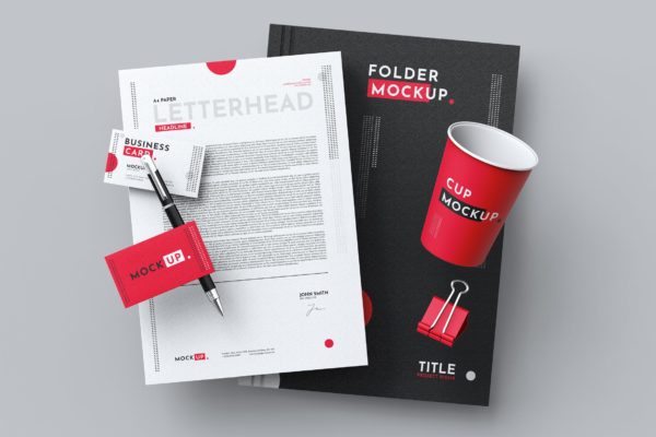 企业VI视觉设计办公用品预览样机素材模板 Stationery Branding Mock-Up Template