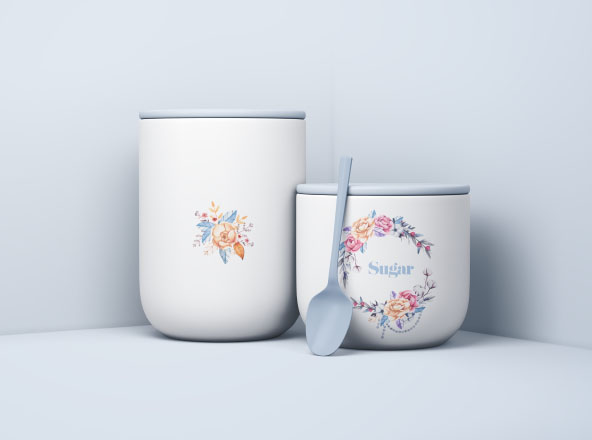 极简主义风食品储存罐样机素材模板 Minimal Jars with Spoon Mockup