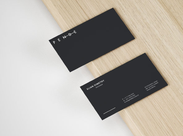 简约高级名片设计效果图样机素材模板 Slim Business Card Mockup