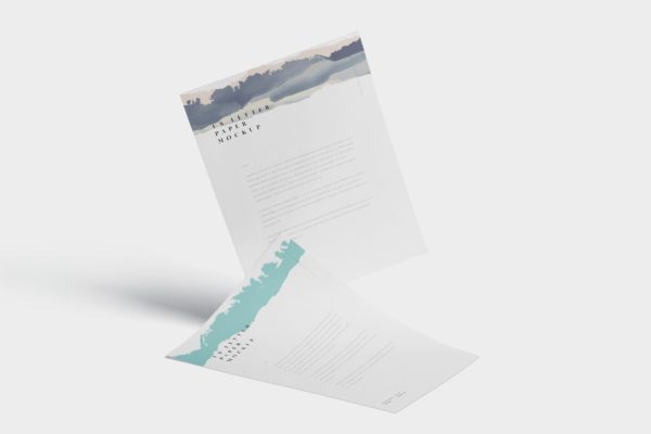 美国尺寸规格信纸设计样机素材模板 5 US Letter Paper Mockups