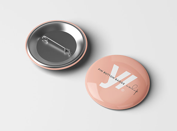别针徽章胸章定做设计样机素材模板 Pin Button Badge Mockup