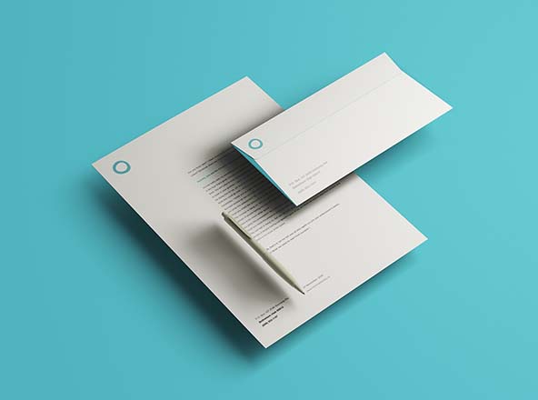 企业VI设计办公用品立体悬浮效果图样机素材 Floating Identity Mockup