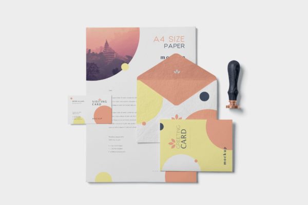 品牌VI体系设计方案办公用品预览图样机素材模板 5 Stationery Design Mockups