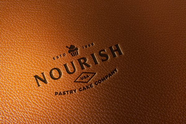 真皮材质品牌Logo设计压印效果图样机素材模板 Leather Branding logo mockups