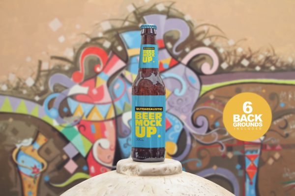 啤酒瓶外观设计效果图实景演示样机素材 Beer Presentation Mockup