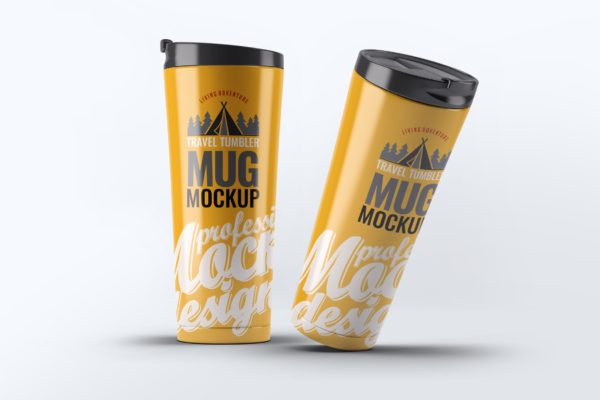 旅行水杯外观设计样机素材模板 Travel Tumbler Mug Mock-Up