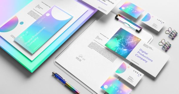 品牌VI设计效果预览办公用品套装样机素材模板v1 Lucid Branding Mockup Vol. 1