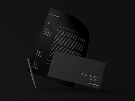 悬浮状态的信封＆信纸设计效果图样机素材模板 Floating Branding Mockup