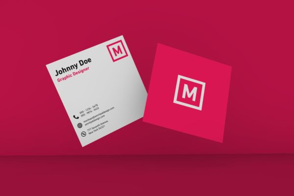 方形企业名片悬浮效果图样机素材模板 Floating Square Business Card Mockup
