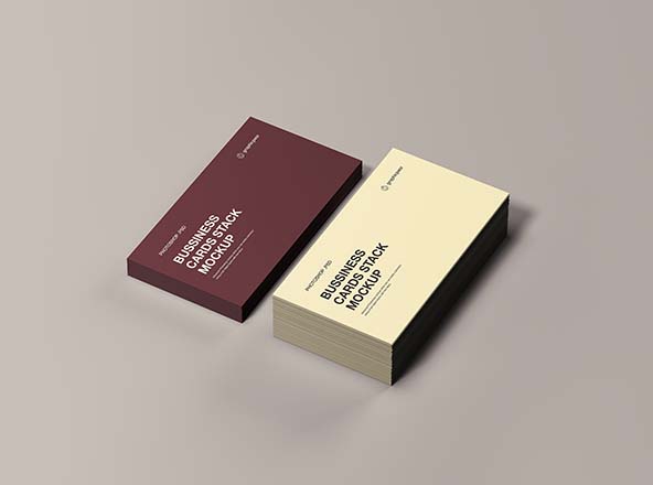 企业名片设计叠放效果图样机素材模板 Business Cards Stack Mockup