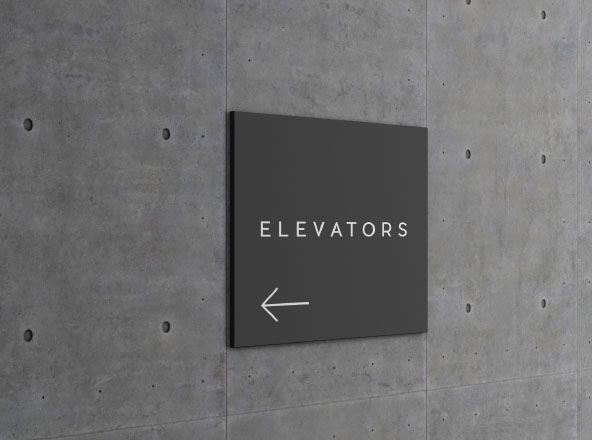 方形墙体指示标志设计效果图样机素材 Square Wall Sign Mockup