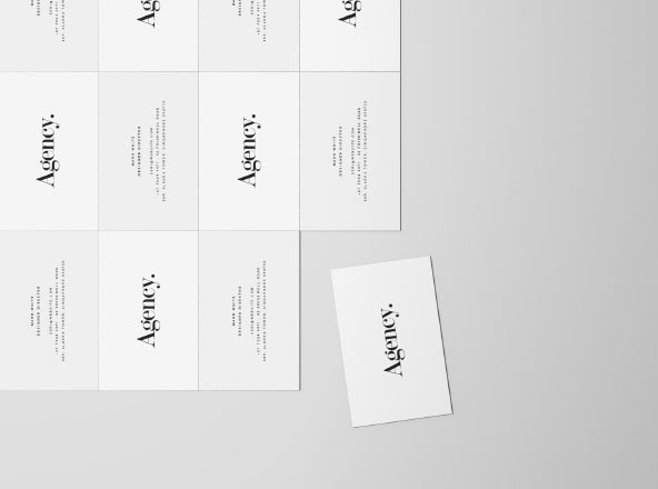 企业名片设计平铺俯视图样机素材模板 Business Card Mockup Top View