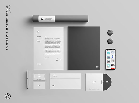 企业品牌VI视觉设计展示办公用品样机素材套件PSD模板 Stationery Branding & Identity Mockup – PSD