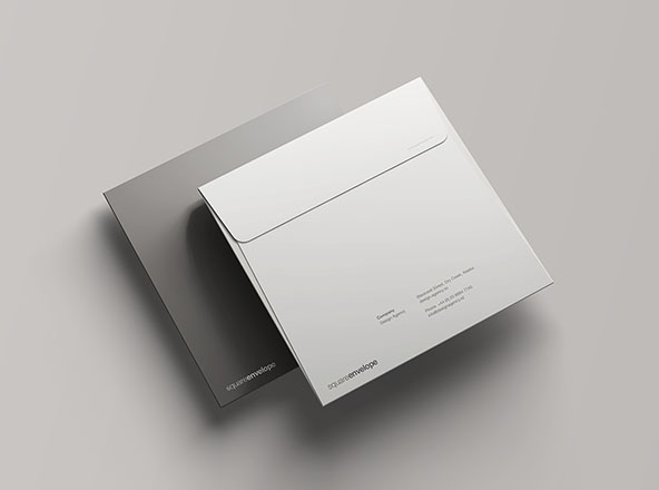 方形企业信封设计样机素材模板 Square Envelope Mockup