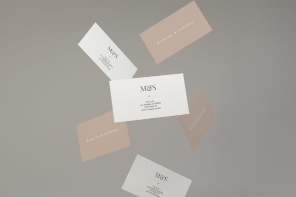 空中漂浮企业名片设计效果图预览样机素材 Flying Business Card Mockups