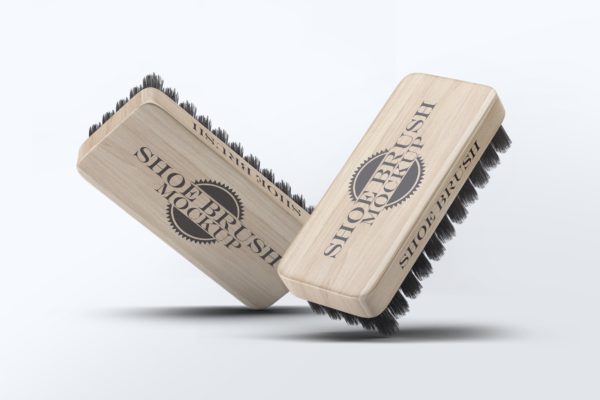 鞋刷品牌Logo设计预览样机素材模板 Shoe Brush Mock-Up