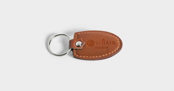皮革钥匙扣品牌Logo设计效果图样机素材 Leather Keychain Branding Mockups
