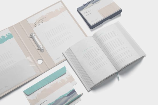 企业品牌VI设计预览办公用品样机素材模板 Stationery Branding Mockup Scenes
