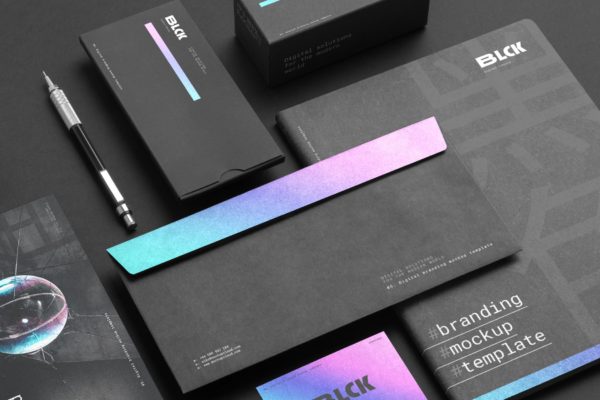 高端黑办公用品套装品牌VI设计效果图样机素材 Blck Branding Mockup Kit
