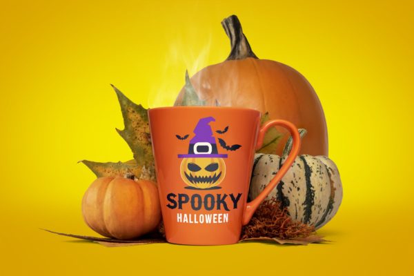 万圣节主题马克杯样机素材模板 Halloween mug mockup