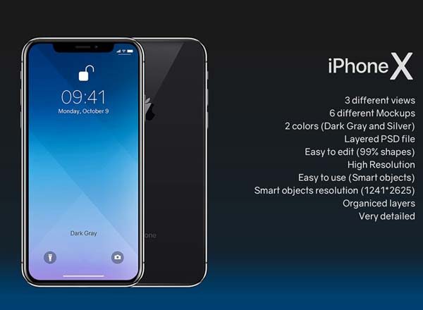 质感酷炫的多角度iPhone X展示模型精选(Mockups)[PSD]