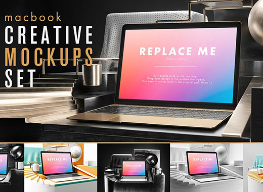 创意的Macbook展示模型精选Mockups打包[psd]