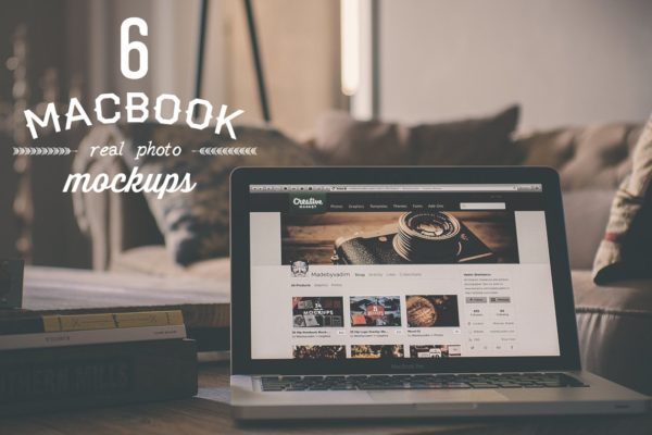 在家办公场景Macbook样机模板素材 "In the house I" mockups