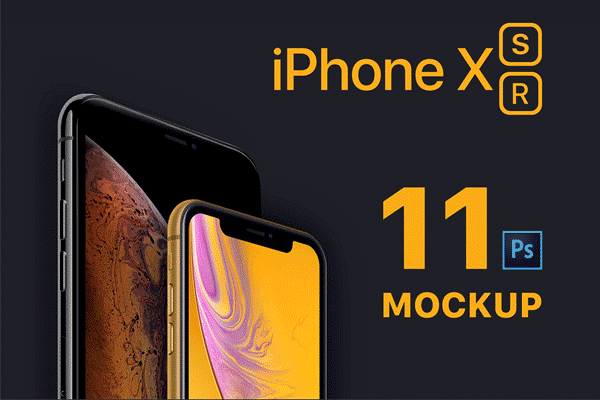 第一素材下午茶：11种完美的不同的iPhone XS 和 XR 应用APP设计样机排列效果合集[PSD]