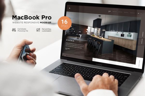 16个不同场景Mac Pro演示样机合集 MacBook Pro Responsive Mock-Up