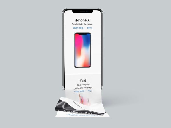 不一样的长滚动创意界面 iPhone X 样机 Free Long Scroll iPhone X Mockup