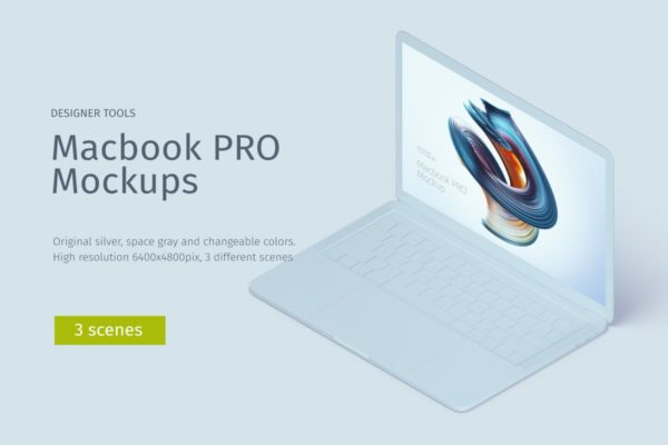 MacBook Pro等距创意样机模板素材 Macbook PRO Isometric Creative Mockup