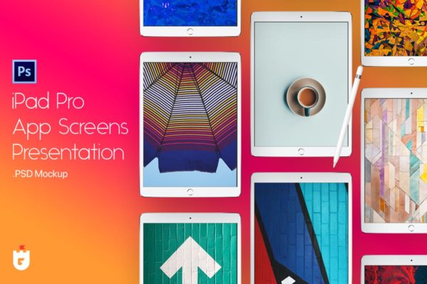 iPad Pro平板电脑应用界面展示样机 iPad Pro App Screen Presentation Mockup