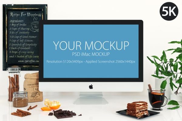 饮食餐厅工作场景iMac样机模板素材 iMac mockup – (cooking)