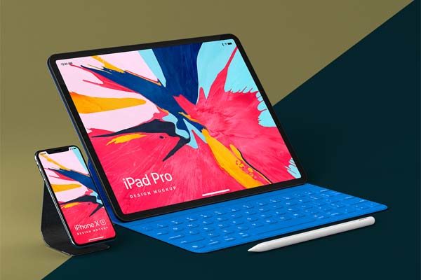 精品：iPad Pro iPhone XS Mockup 搭配展示样机 [PSD]