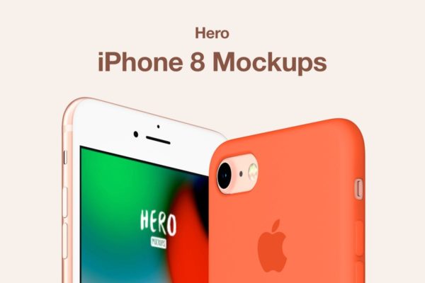 APP UI设计展示iPhone 8样机模板素材 HERO Phone 8 Mockups
