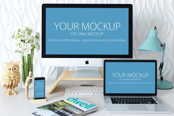 Apple硬件设备样机模板素材合集 imac iphone macbook – mockup