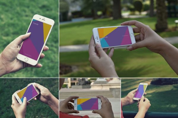 手持旧款iPhone使用场景样机模板素材 iPhone Mockups