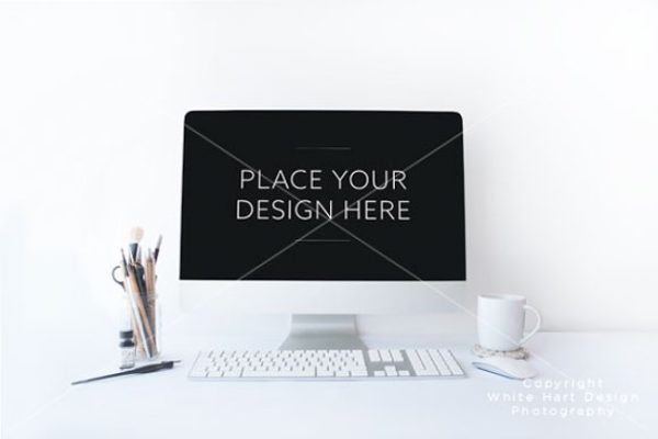 简约办公场景iMac一体机电脑样机PSD模板 iMac mockup – PSD file