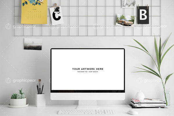 Mac台式电脑办公场景样机