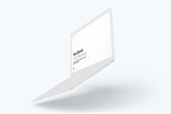 MacBook笔记本电脑悬空效果右视图样机模板素材 Clay MacBook Mockup, Floating Right View