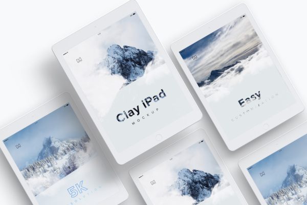 iPad平板电脑UI设计效果图预览等距样机模板素材 Clay iPad 9.7 Mockup 07