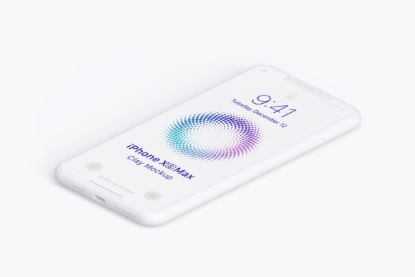 iPhone XS Max智能手机APP应用UI设计效果图右视图样机 Isometric Clay iPhone Xs Max Mockup, Right View