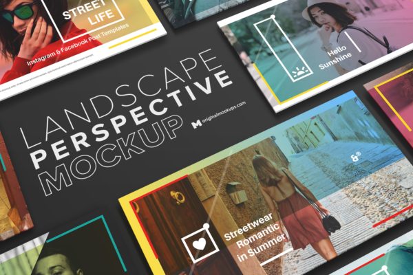 新媒体社交媒体传播设计物料效果图样机模板素材01 Landscape Perspective Mockup 01