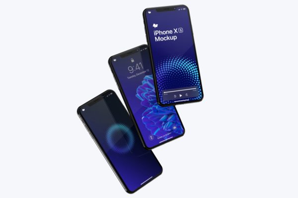 iPhone XS Max手机多屏显示UI设计效果图样机08 iPhone XS Max Mockup 08